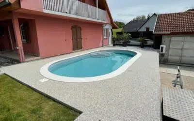 Support plage de piscine moquette de pierre