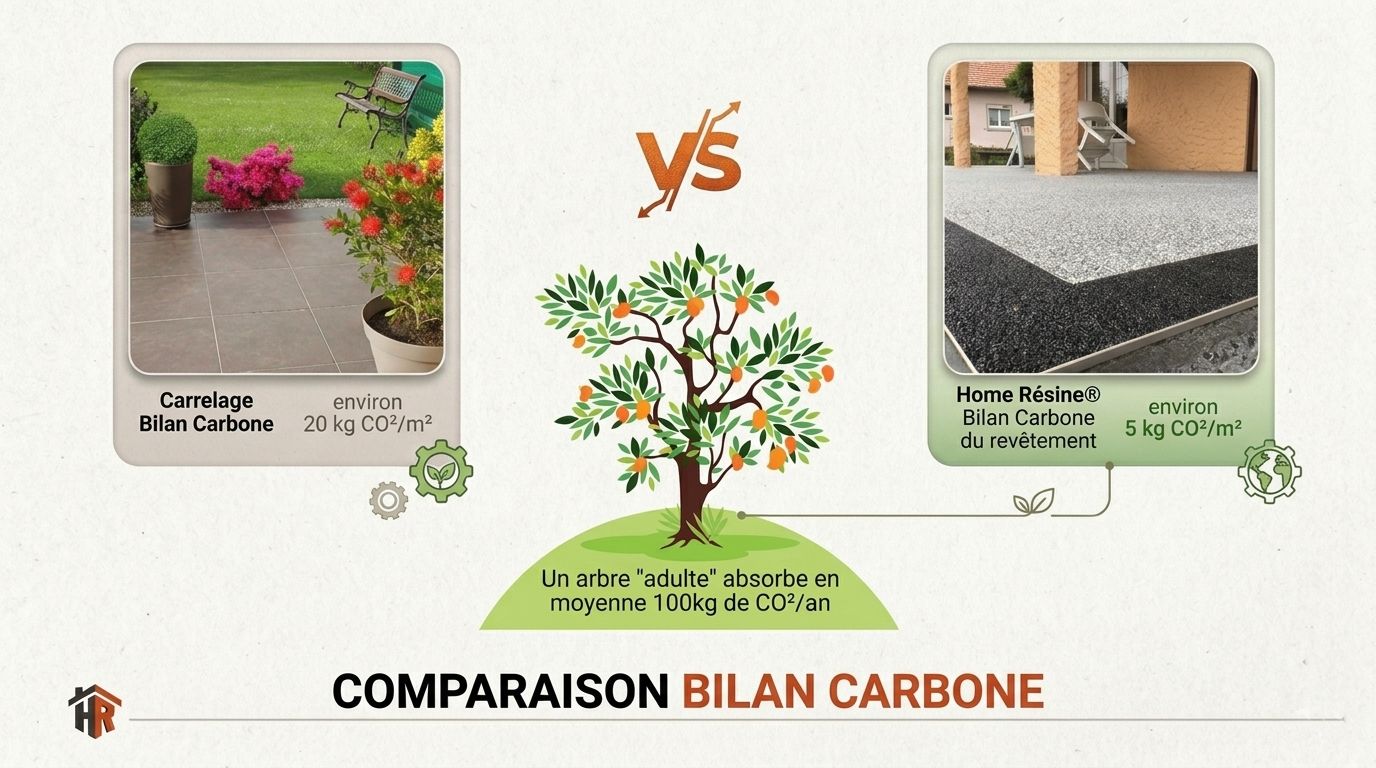 Granulat de marbre bilan carbone faible comparé au carrelage extérieur